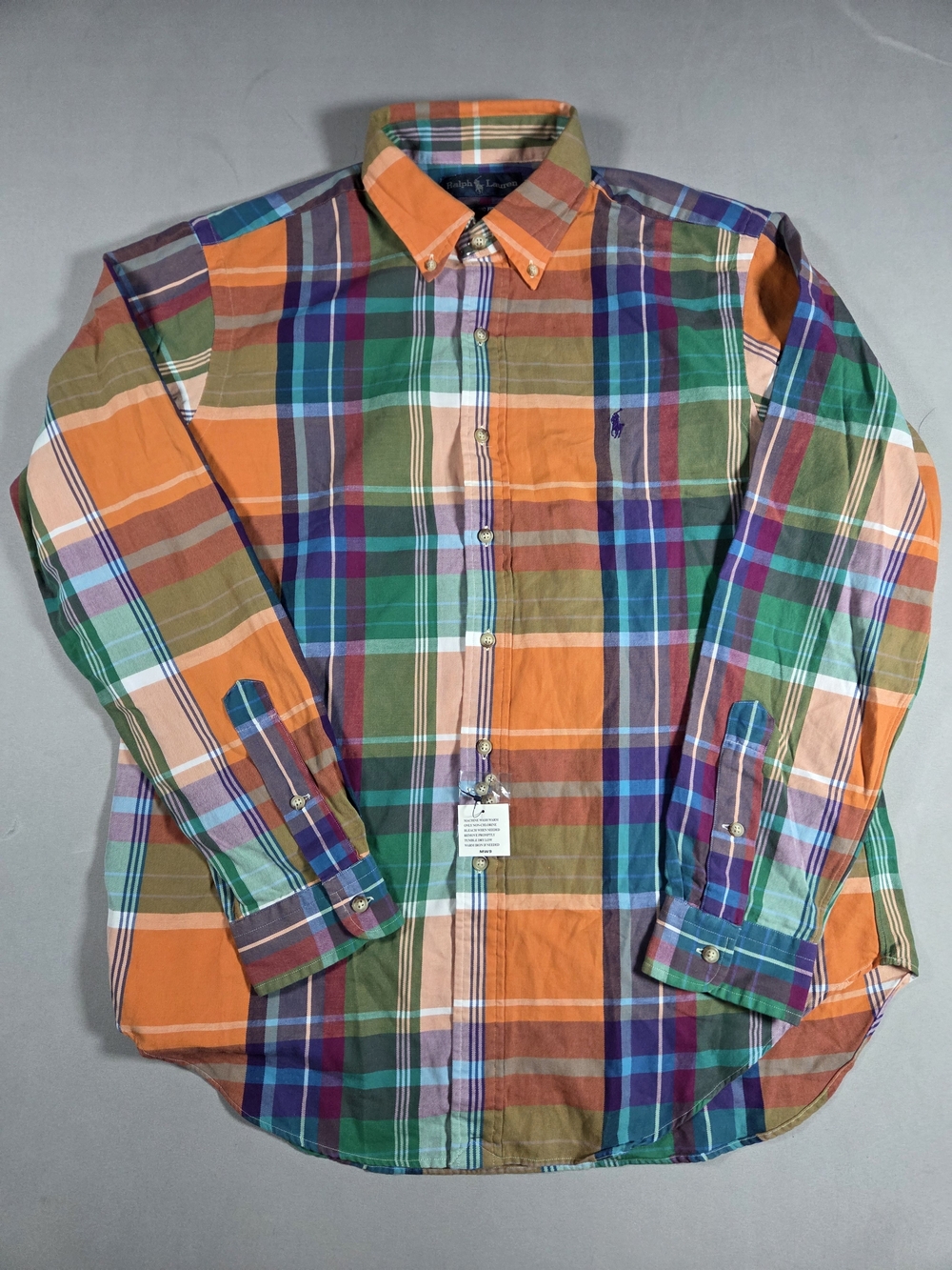 Polo by Ralph Lauren Orange Multi-Color Plaid Button-Down Shirt Size Large NWT